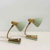 Mid-century night lights in mint green and gold