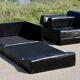 De Sede DS-76 sofa, black leather, modular, Switzerland, 1970s