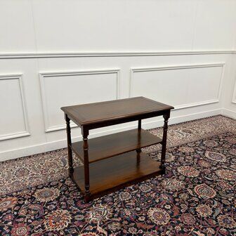 Classic English side table with brown leather top