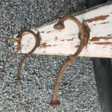 antique coat rack with 4 cast iron hooks