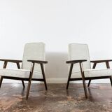 Paire de fauteuils beiges vintage 1960