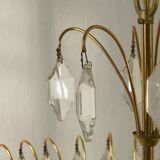 Lustre en laiton et cristal du milieu du siècle de Palwa