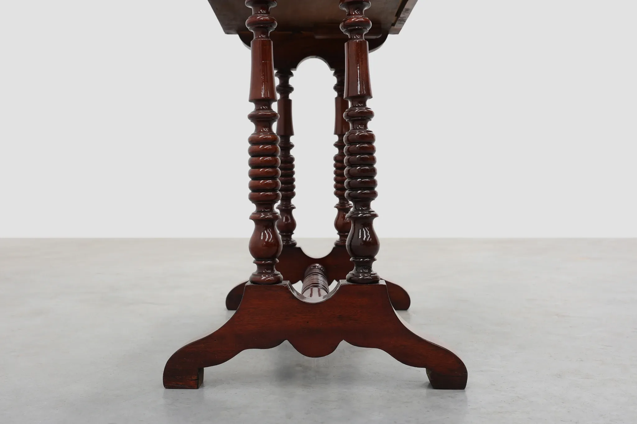Louis Philippe Side Table with Two Drawers and Turned Twin Legs, France, 18