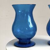 Pair of candle holders from the Biot glassworks, height 22 cm, diameter 15 cm.