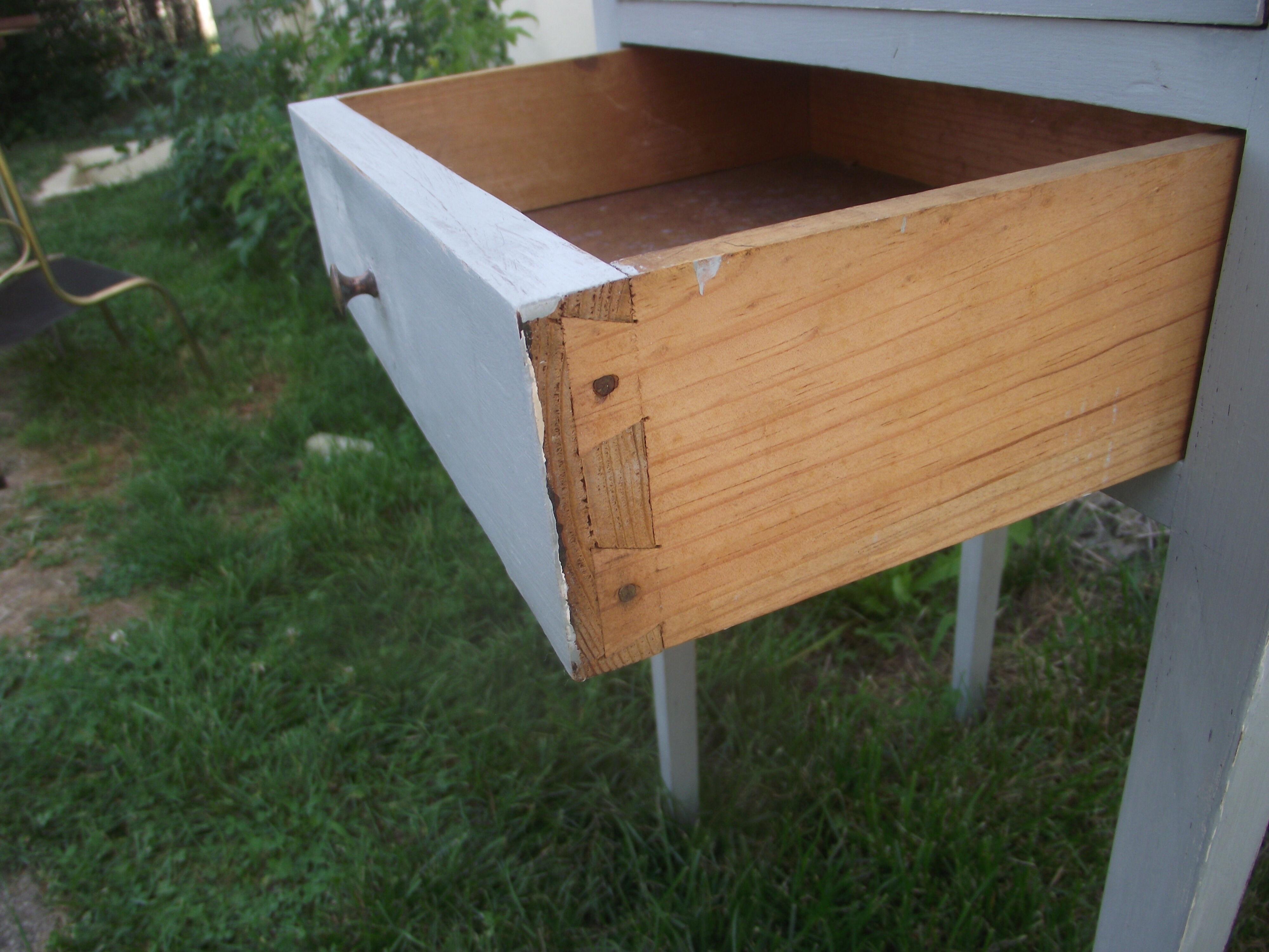 Old painted bedside shabby chic louis XVI style