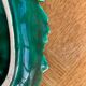 Set of 4 dishes empty pocket enamelled ceramic green lunetta vallauris leaf shape vallauris