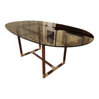 Dining table 70 by Pierre Jolliet mahogany and brass