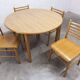 Danish ensemble transformable table 114 cm / 154 + 4 modernist chairs from the 1970s.