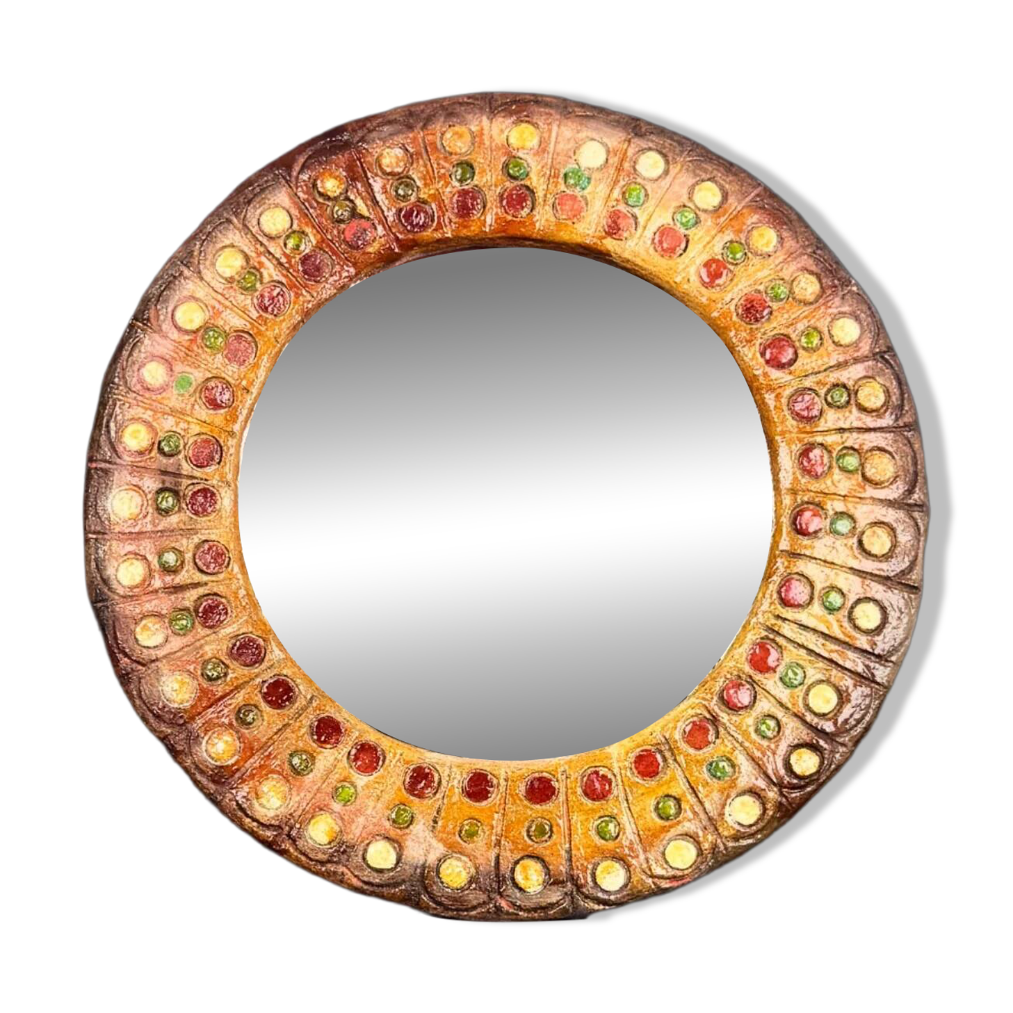 Roland Zobel (1915-2006) round mirror in resin from the 1960s (in the style)