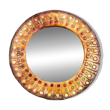 Roland Zobel (1915-2006) miroir rond en résine années 60 (dans le goût)