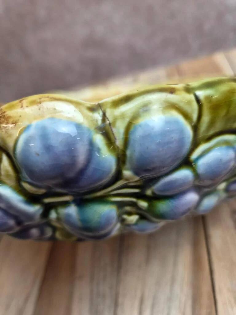 Small basket dish in Sarreguemines slipware Glycine 4771 vintage