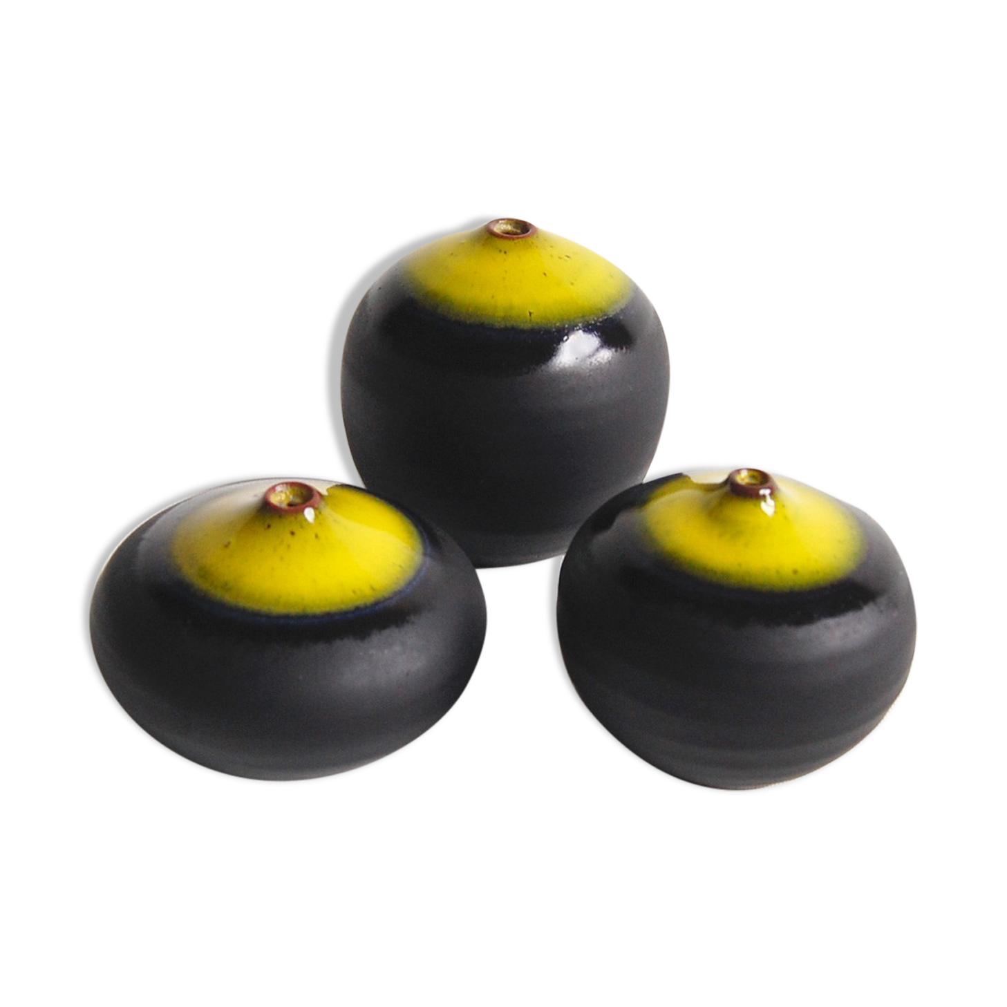 Trio of black and yellow miniature ceramics Antonio Lampecco