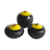 Trio de céramiques miniatures noires et jaunes Antonio Lampecco
