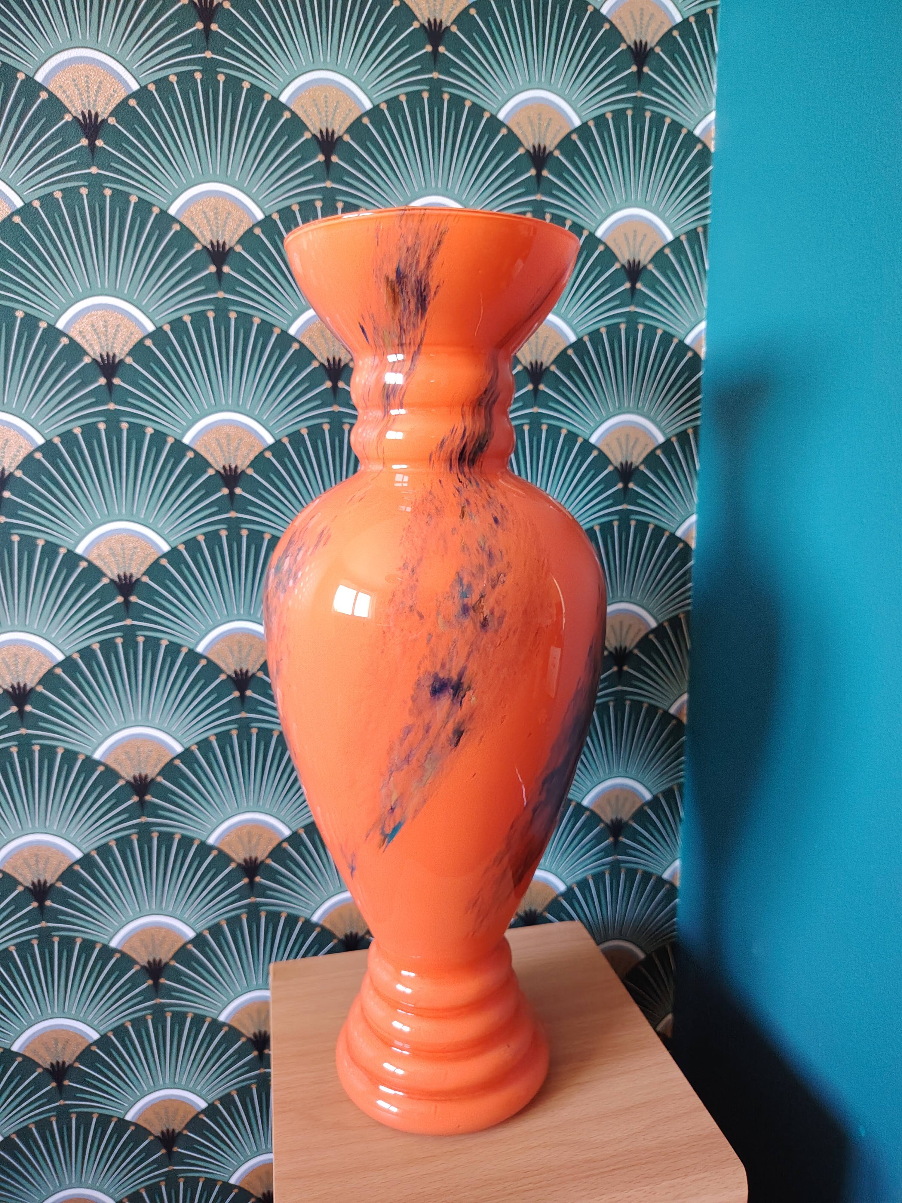 Monumental vase in opaline glass with multiple layers, Murano style 1950/1960.