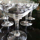 Engraved glass champagne cups