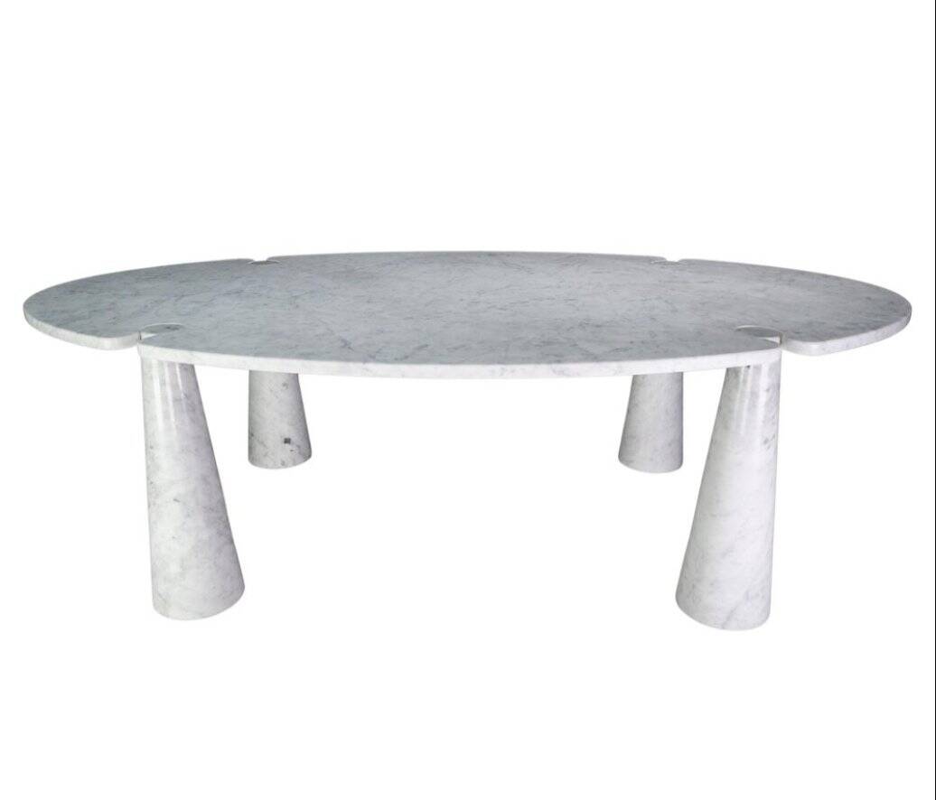 Big White Carrara Marble Eros Table by Angelo Mangiarotti for Skipper, 1990s
