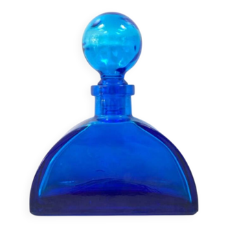 Flacon XL ancien en verre bleu cobalt