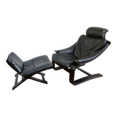 Vintage lounge chair and ottoman Roche Bobois Kroken, Ake Frybiter