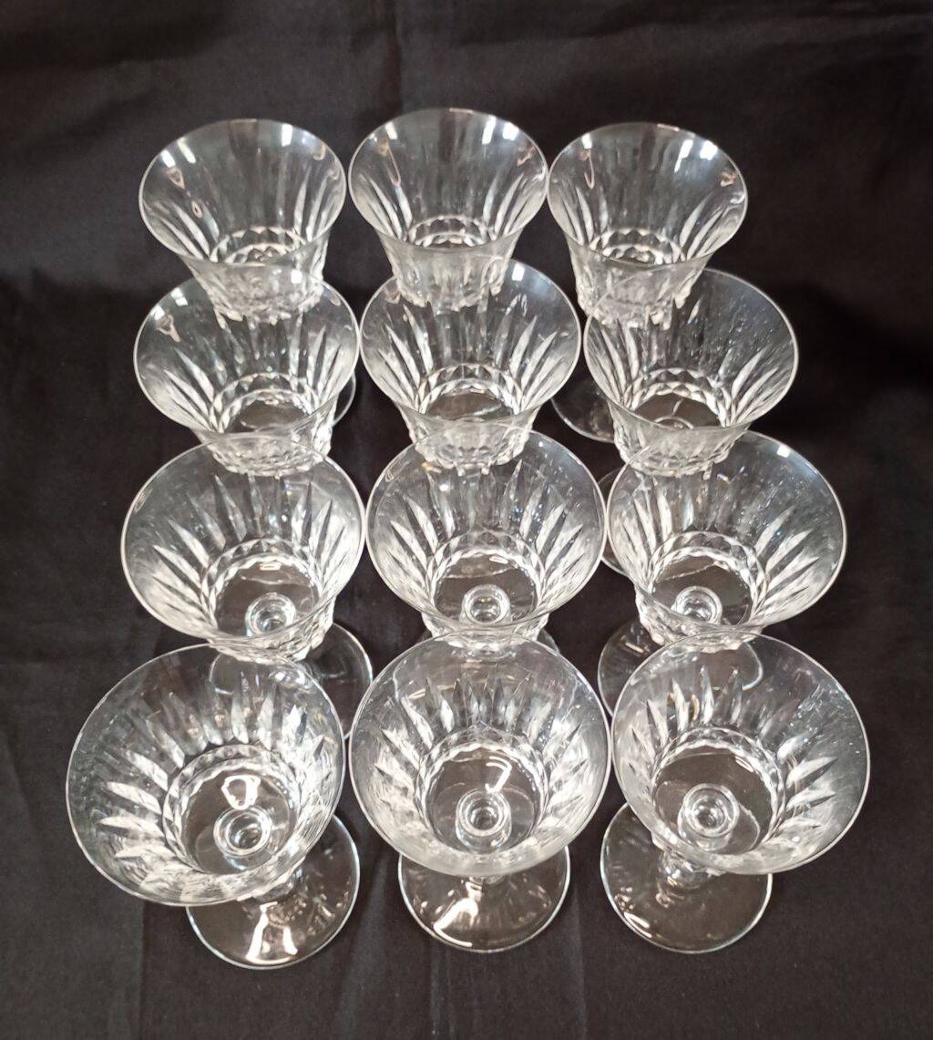Set of 12 Baccarat Piccadilly Cut Crystal Red Wine Goblets