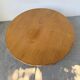 1950s round tripod oak coffee table