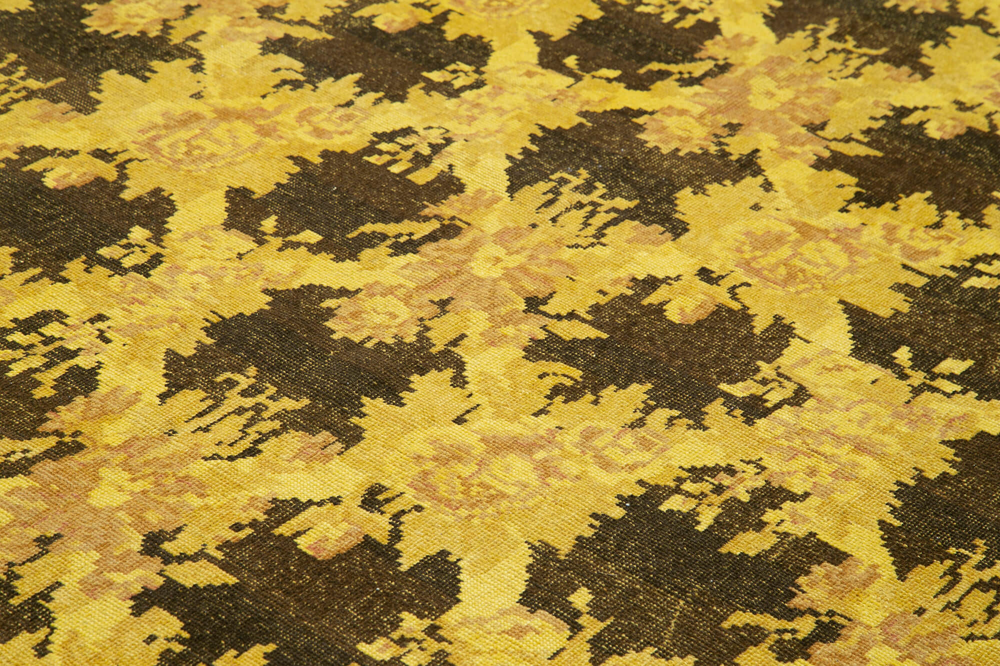 Handwoven Persian Overdyed 273 cm x 372 cm Yellow Wool Carpet