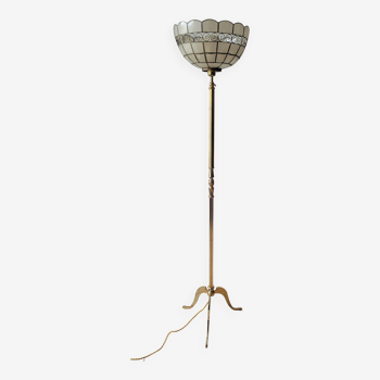 Brass and mother-of-pearl floor lamp