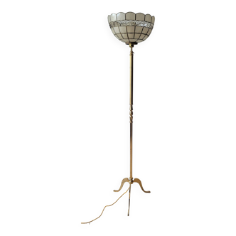 Brass and mother-of-pearl floor lamp