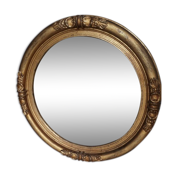 Miroir rond bois doré feuille or Napoleon ep XIXem 58cm