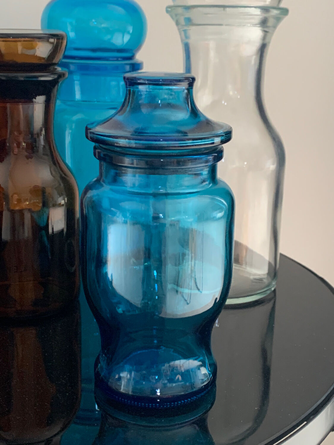 Vintage glass bottles and flasks