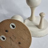 Pair of double hooks in white lacquered wood design, vintage