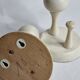 Pair of double hooks in white lacquered wood design, vintage