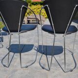 4 chrome and leather chairs designed by Italy