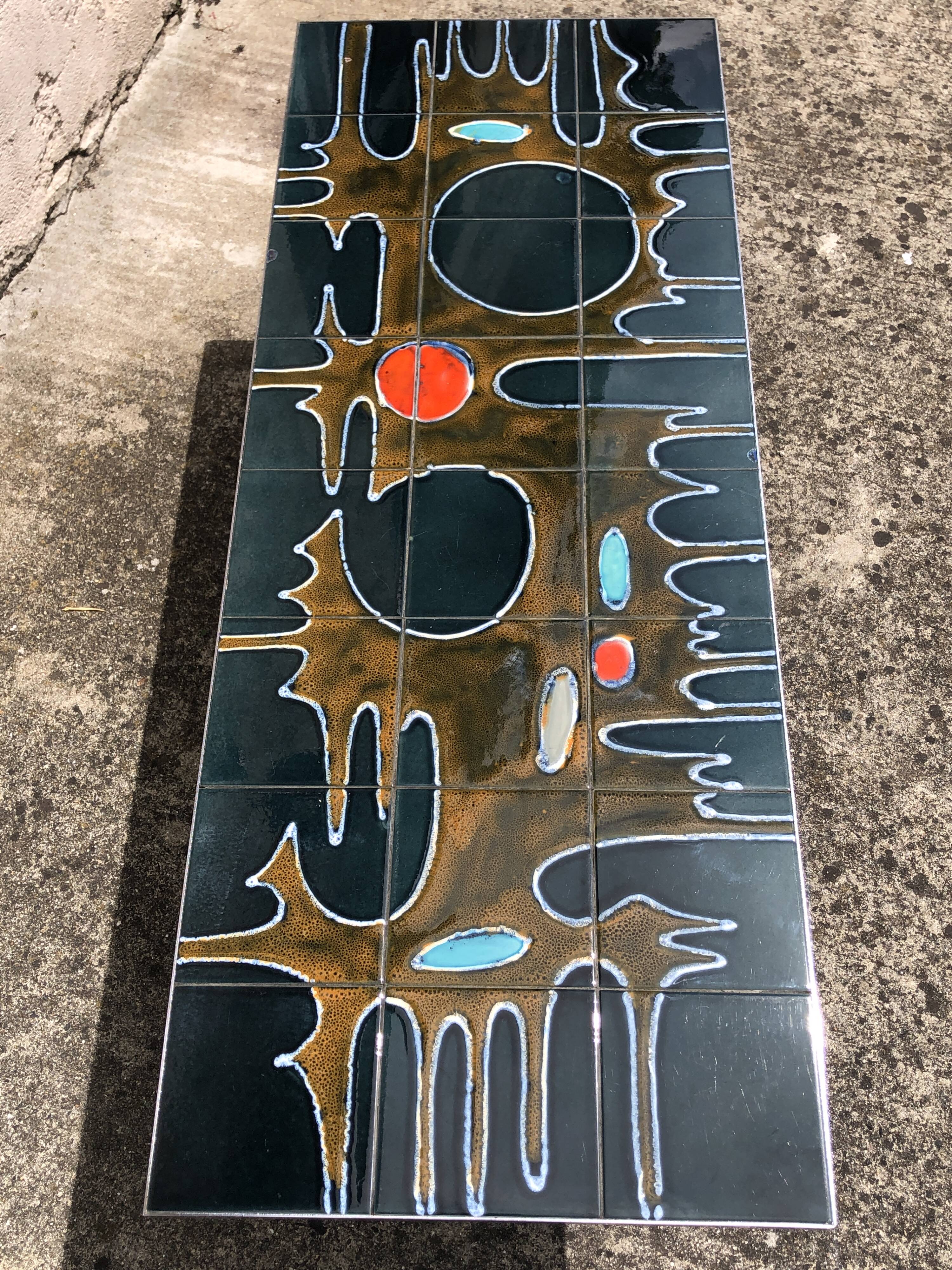 Ceramic and chrome coffee table, 1970