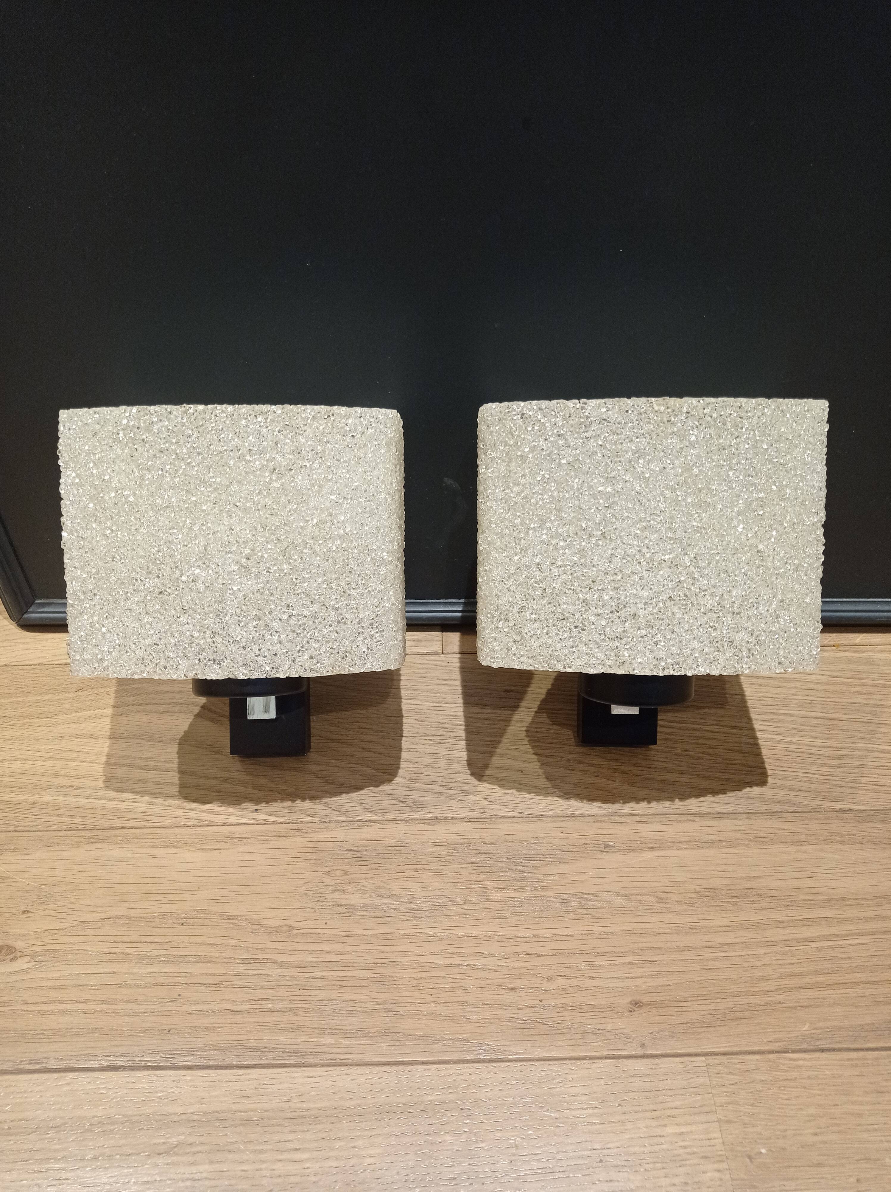 Pair of wall lamps in perspex granité deisgn 60