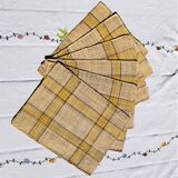 Suite of 6 placemats in woven raffia 70s