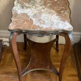 Louis XV Style Side Table with Marble Top - Late 19th Century