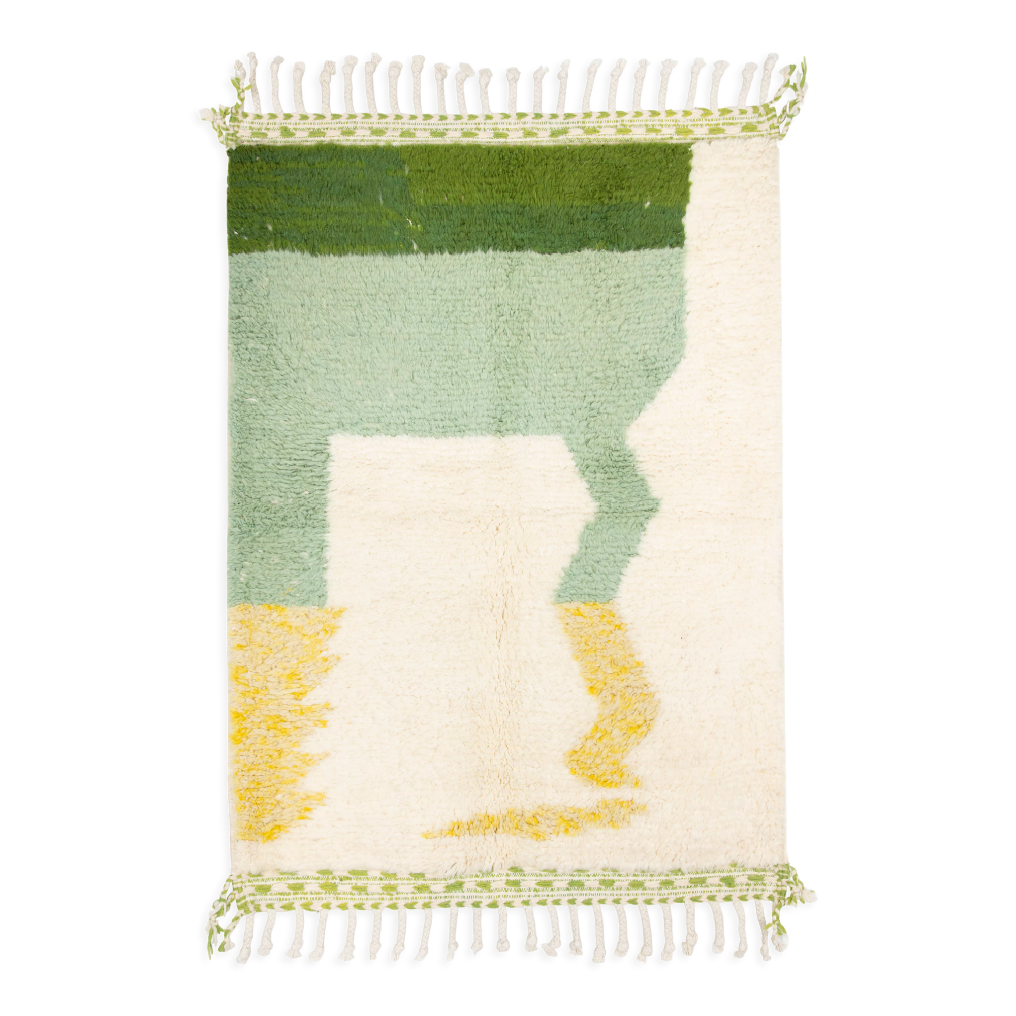 Berber carpet Beni Ouarain ecru with colored parts 153 x 109 cm