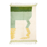 Berber carpet Beni Ouarain ecru with colored parts 153 x 109 cm