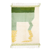 Tapis berbere Beni Ouarain ecru avec parties colorées 153 x 109 cm