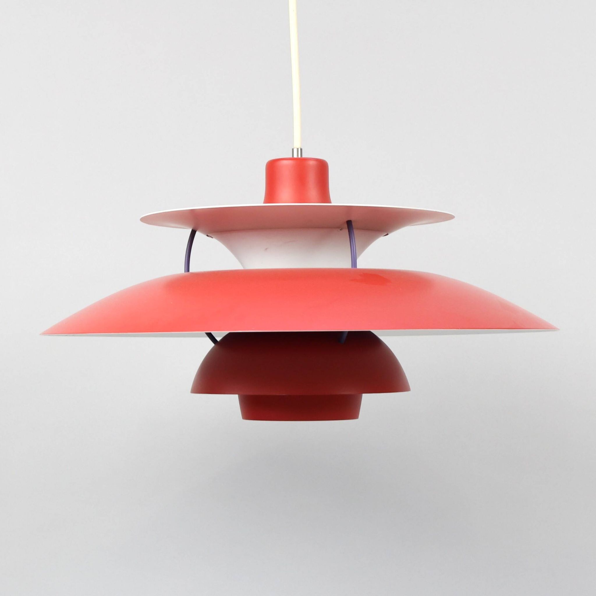 PH 5 red ceiling light by Poul Henningsen for Louis Poulsen, Denmark, 1980s