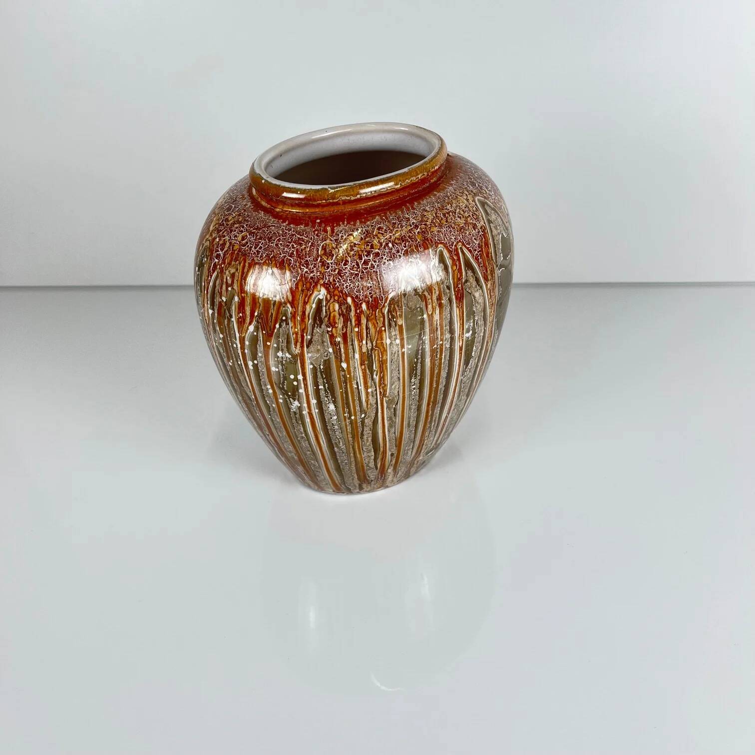 West German ceramic vase with stone-effect glaze, 1960/70 MCM