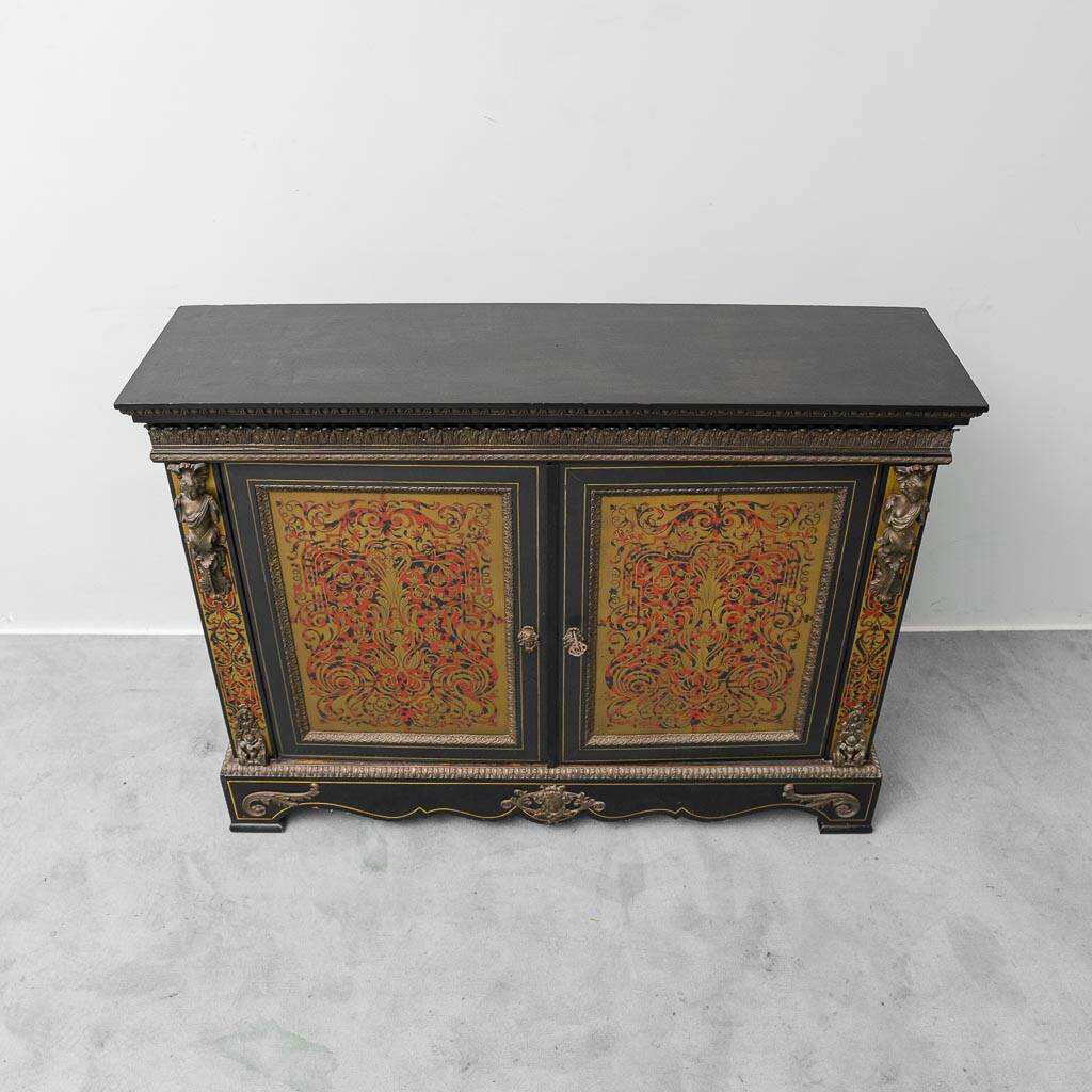 Boulle sideboard vintage French Renaissance style hand-painted 19th century
