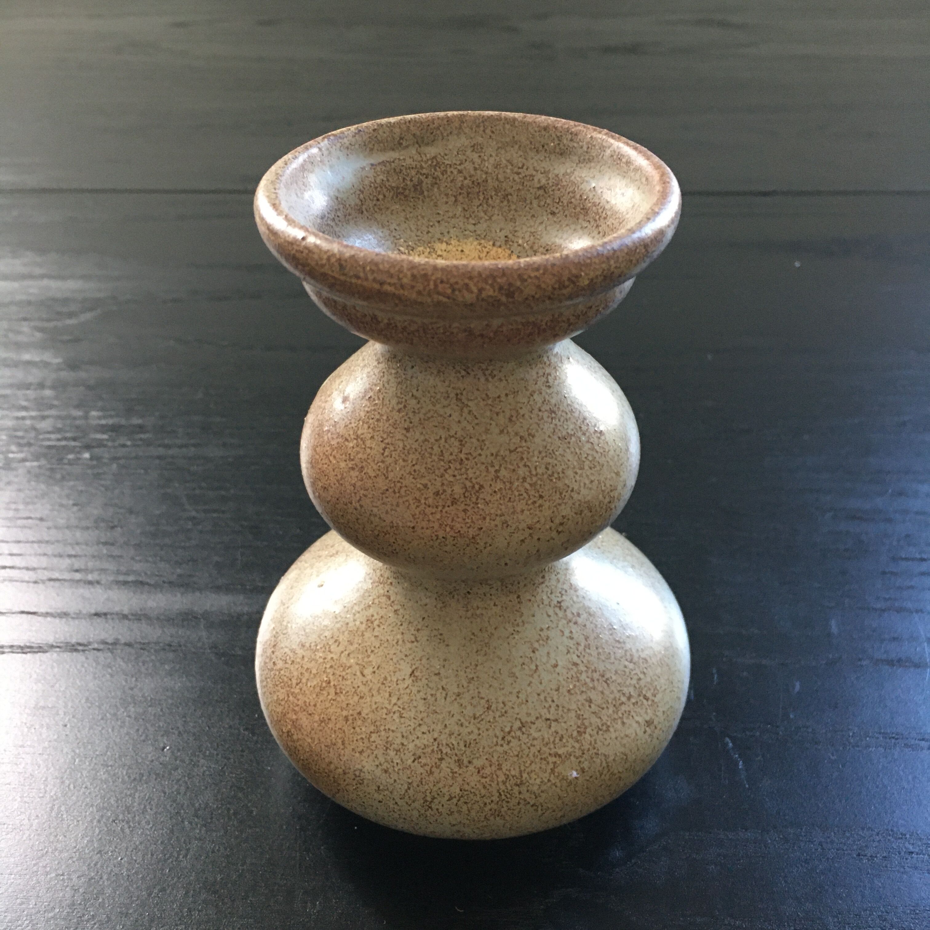 Beige stoneware candle holder