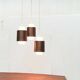 Triple cascade pendant lamp in copper and glass from the modern German space age of the mid-century by Staff, 1960s.