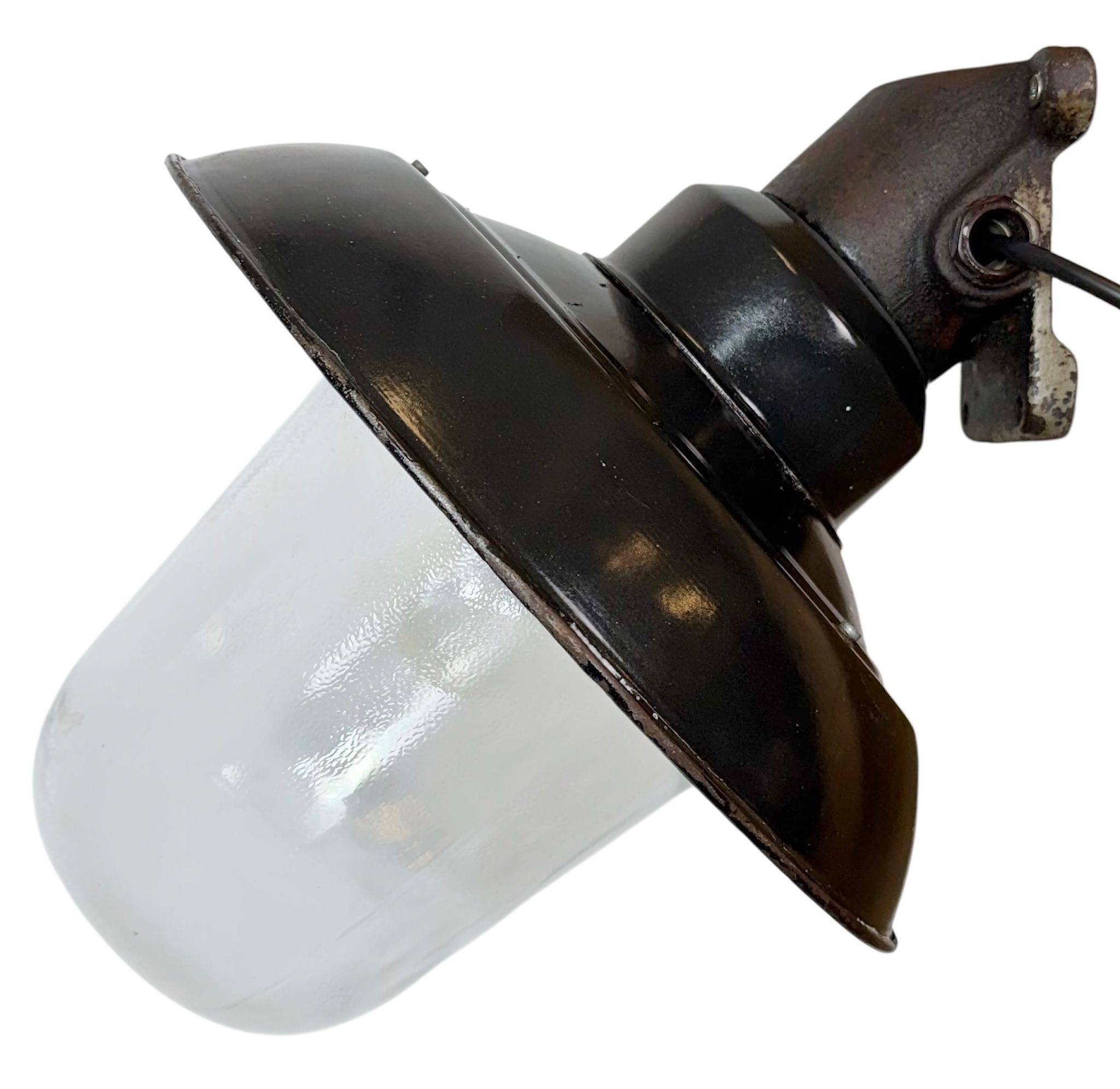 Vintage Industrial Black Enamel and Cast Iron Wall Lamp, 1960s