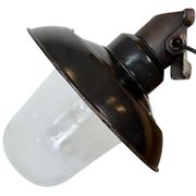 Vintage Industrial Black Enamel and Cast Iron Wall Lamp, 1960s