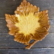 Old orfinox pocket video ceramic leaf shape vintage barbotine #