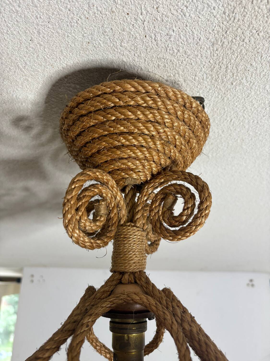 Audoux Minet rope lantern pendant light, 1950s