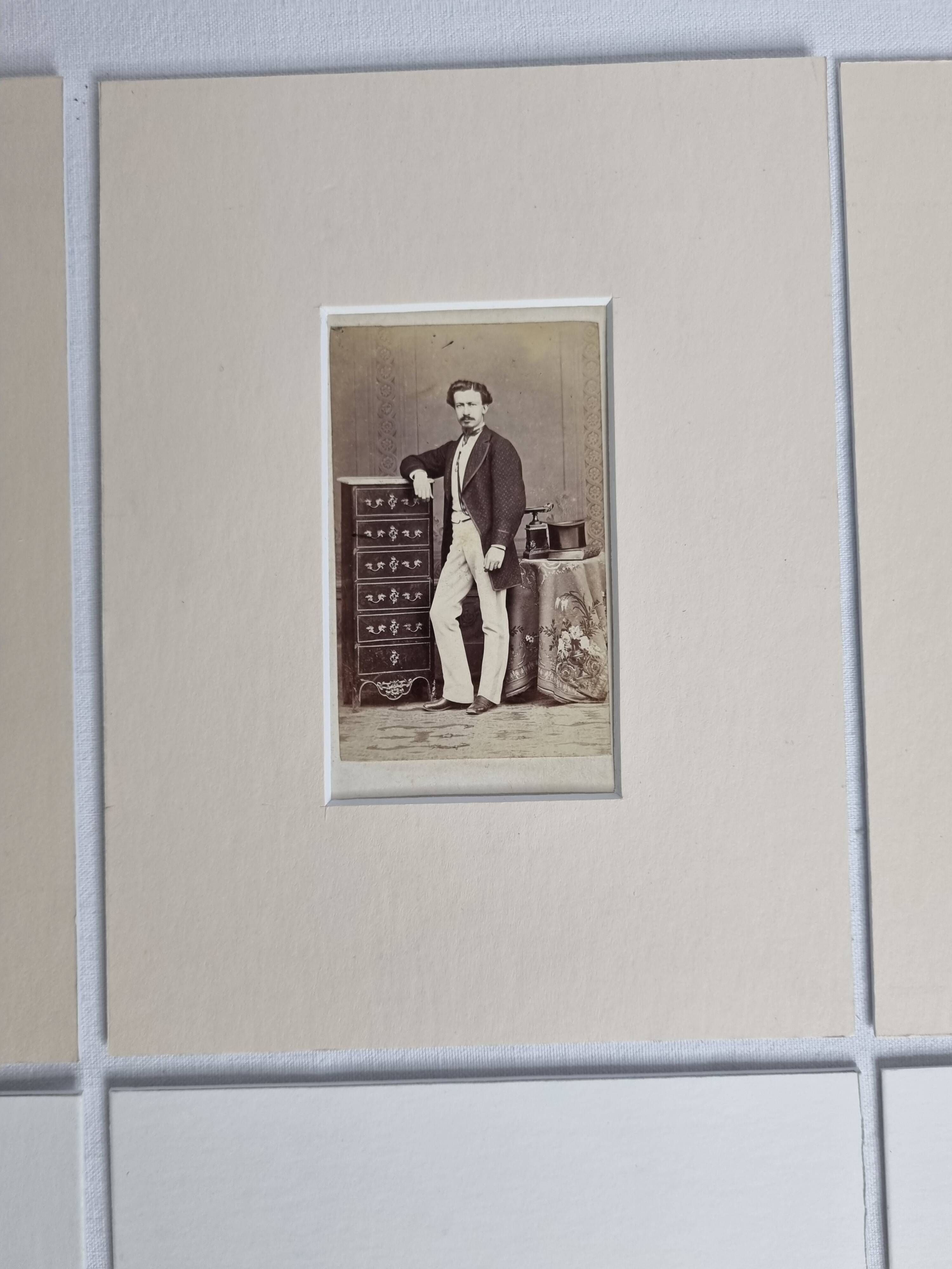 Set of 6 mounted old photographs, 19th century studio portraits