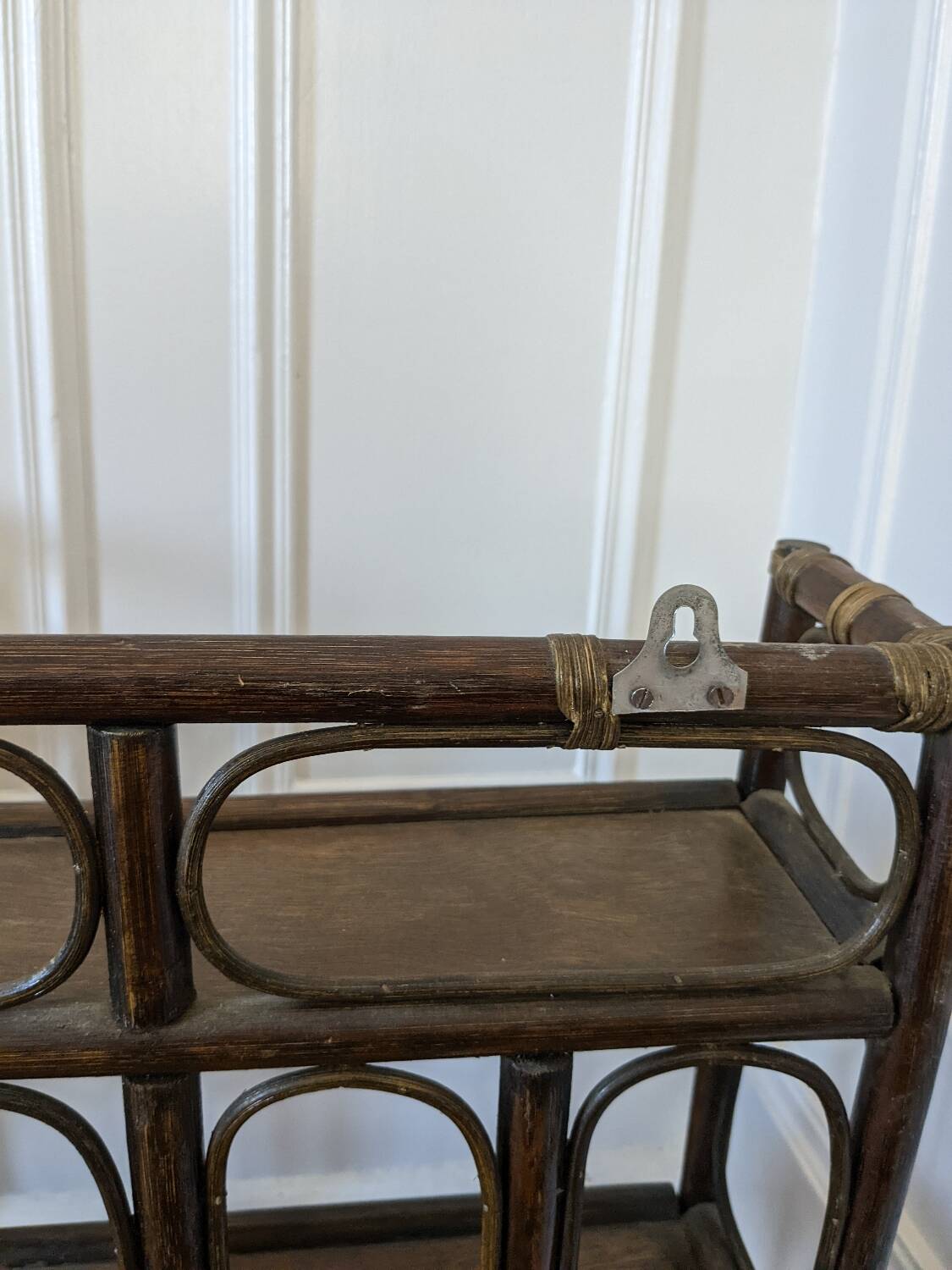 Pair of rattan shelves